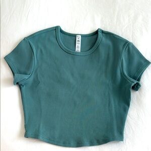 ALO Yoga sage green Ribbed Short Sleeve Crop Top